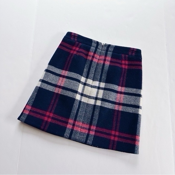 NEW J.Crew Navy Plaid Mini Wool Ruffle Skirt - Picture 9 of 10